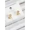 Pirinç Zirkon Taşlı Dondurma Model Gold Renk Çocuk Küpe