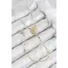 Pirinç Zirkon Taşlı Ezme Zincirli Madalyon Model Gold Renk Y Kolye