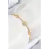 Pirinç Zirkon Taşlı Kar Tanesi Model Gold Renk Asansörlü Kadın Bileklik