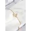 Pirinç Zirkon Taşlı Kelebek Model Gold Renk Asansörlü Kadın Bileklik