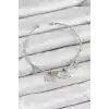 Pirinç Zirkon Taşlı Kelebek Ve Yıldız Model Gümüş Renk Charm Bileklik