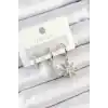 Pirinç Zirkon Taşlı Kutup Yıldızı Model Gümüş Renk 3lü Çift Kadın Küpe Set