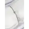 Pirinç Zirkon Taşlı Nazar Model Ezme Zincir Gümüş Renk Kadın Bileklik