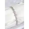 Pirinç Zirkon Taşlı Oval Model Gümüş Renk Kadın Bileklik