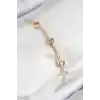 Pirinç Zirkon Taşlı Pembe Kalp Model Gold Renk Kadın Bileklik
