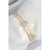 Pirinç Zirkon Taşlı Pırlanta Model Gold Renk Kadın Bileklik