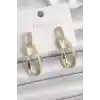 Pirinç Zirkon Taşlı Sallantı Kadın Küpe