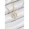 Pirinç Zirkon Taşlı Sallantılı Göz Model Ezme Zincir Gold Renk Kadın Kolye