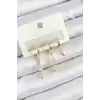 Pirinç Zirkon Taşlı Sallantılı Model Gold Renk 3lü Çift Kadın Küpe Set