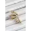 Pirinç Zirkon Taşlı Sıkıştırma Sağ Kıkırdak Gold Renk Kadın Küpe
