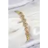 Pirinç Zirkon Taşlı Sıralı Ok Model Gold Renk Kadın Bileklik