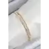 Pirinç Zirkon Taşlı Su Yolu Model Gold Renk Kadın Bileklik