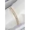 Pirinç Zirkon Taşlı Su Yolu Model Gold Renk Kadın Bileklik