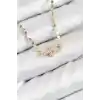 Pirinç Zirkon Taşlı Tifany Model Ezme Zincir Gold Renk Kadın Kolye