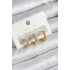Pirinç Zirkon Taşlı Yıldız Model Gold Renk 3lü Çift Kadın Küpe Set