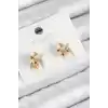 Pirinç Zirkon Taşlı Yıldız Model Gold Renk Çocuk Küpe
