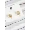 Pirinç Zirkon Taşlı Yıldız Model Gold Renk Çocuk Küpe