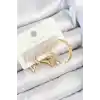 Pirinç Zirkon Taşlı Yıldız Ve Halka Model Gold Renk 3lü Çift Kadın Küpe Set