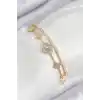 Pirinç Zirkon Taşlı Yonca Model Gold Renk Kadın Bileklik