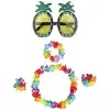 Renkli Ananas Gözlük, Taç, Kolye ve Bileklik Seti