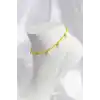 Sarı Renk Boncuklu Papatya Motifli Halhal