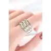Silver Renk Ayarlanabilir Çizgili Bombe Yüzük