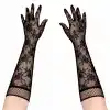 Siyah Uzun Gül Desenli Dantel Kadın Eldiveni
