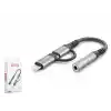 Type-C + Lightning To 3.5 Mm Dişi Ses Kablosu - Siyah GJ-026