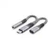 Type-C to 3.5 mm + Type-C Araç Şarj Ayırıcı Kablo - Siyah GJ-018