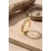 Vida ve Zirkon Taş Detaylı Gold Çelik Yüzük