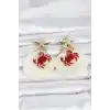 Yengeç Model Yıldız Detaylı Sedefli Kadın Küpe