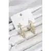 Yıldız Model Gold Renk Zirkon Taşlı Küpe
