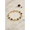 Yonca Model Karışık Renk Zirkon Taşlı Kadın Bileklik