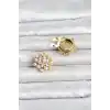 Zirkon Taşlı ve İncili Model Düğme veya Manşet Broşu