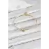 Zirkon Taşlı Yonca Model Gold Renk Kadın Bileklik
