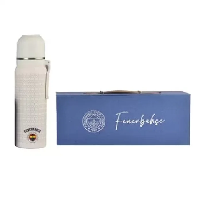 Fenerbahçe Çelik Termos Bardaklı Kapak Beyaz 650 ml