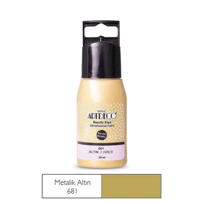 Artdeco metalik boyutlu boya 50 ml. Altın 681