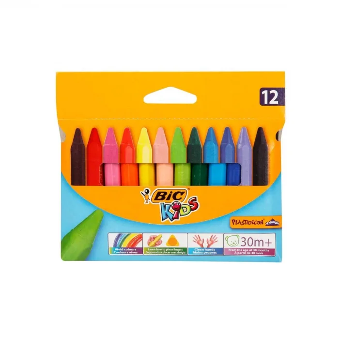 Bic Elleri Kirletmeyen Üçgen Pastel Boya 12li