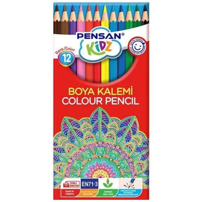 PENSAN KİDZ TAM BOY KURU BOYA KALEMİ 12 RENK