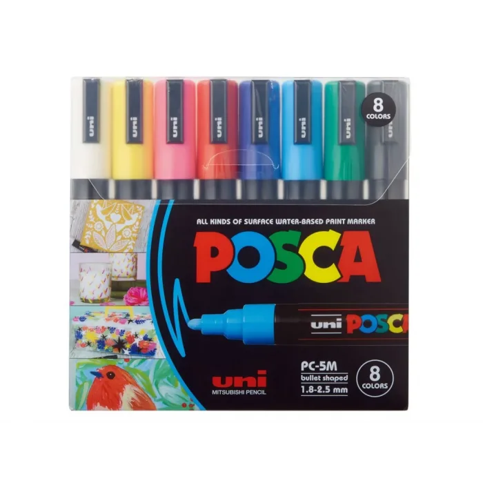 UNİ POSTER MARKÖRÜ POSCA SET PC-5M/8C ANA RENK 8 Lİ