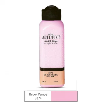 Artdeco akrilik boya 140 ml. Bebek pembe 3674