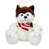 Oturan Husky Atkılı Peluş Köpek 30 cm - Kahverengi