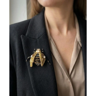 Boncuk İşlemeli Arı Broş