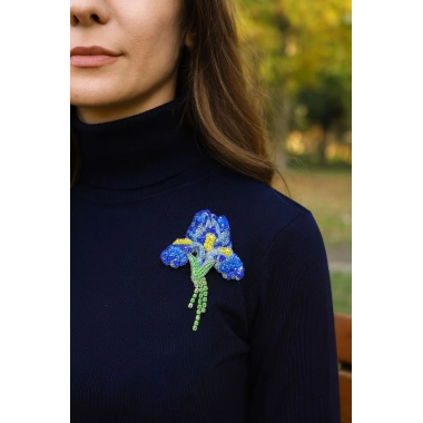 Sümbül Boncuk İşlemeli Broş