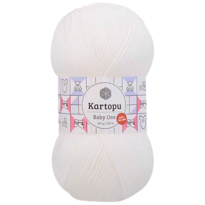 1 Adet Baby One Tüylenmeyen El Örgü İpi Yünü Kar Beyaz K010