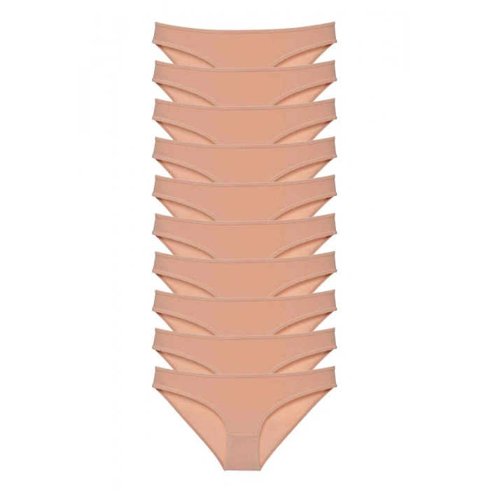 10 adet Süper Eko Set Likralı Kadın Slip Külot Ten