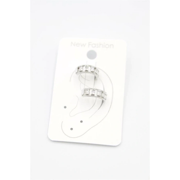 2li Taşlı Kıkırdak Küpe - Gümüş