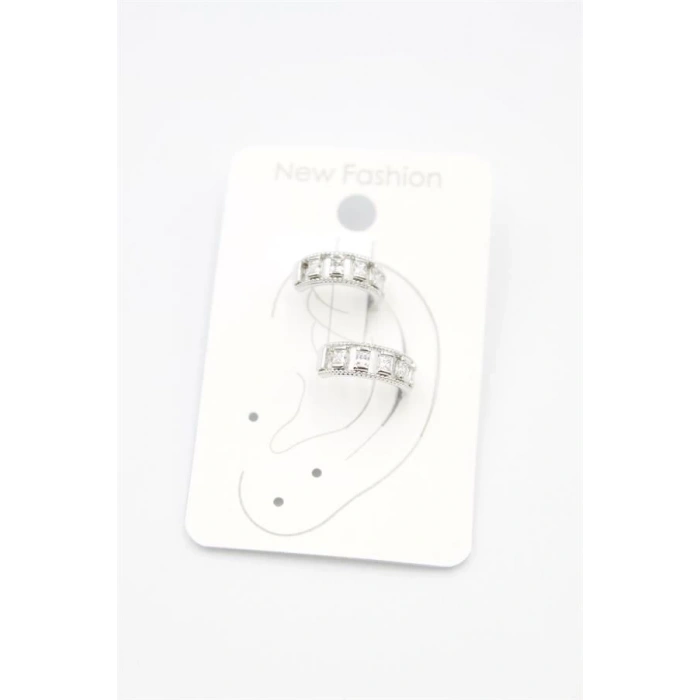 2li Taşlı Kıkırdak Küpe - Gümüş