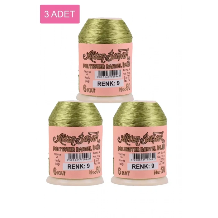 3 Adet Altınbaşak Oya ve Dantel İpi 20 gr - Royaleks - No: 009