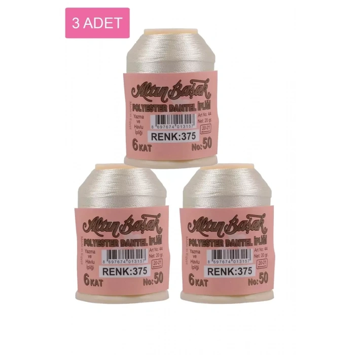 3 Adet Altınbaşak Oya ve Dantel İpi 20 gr - Royaleks - No: 375